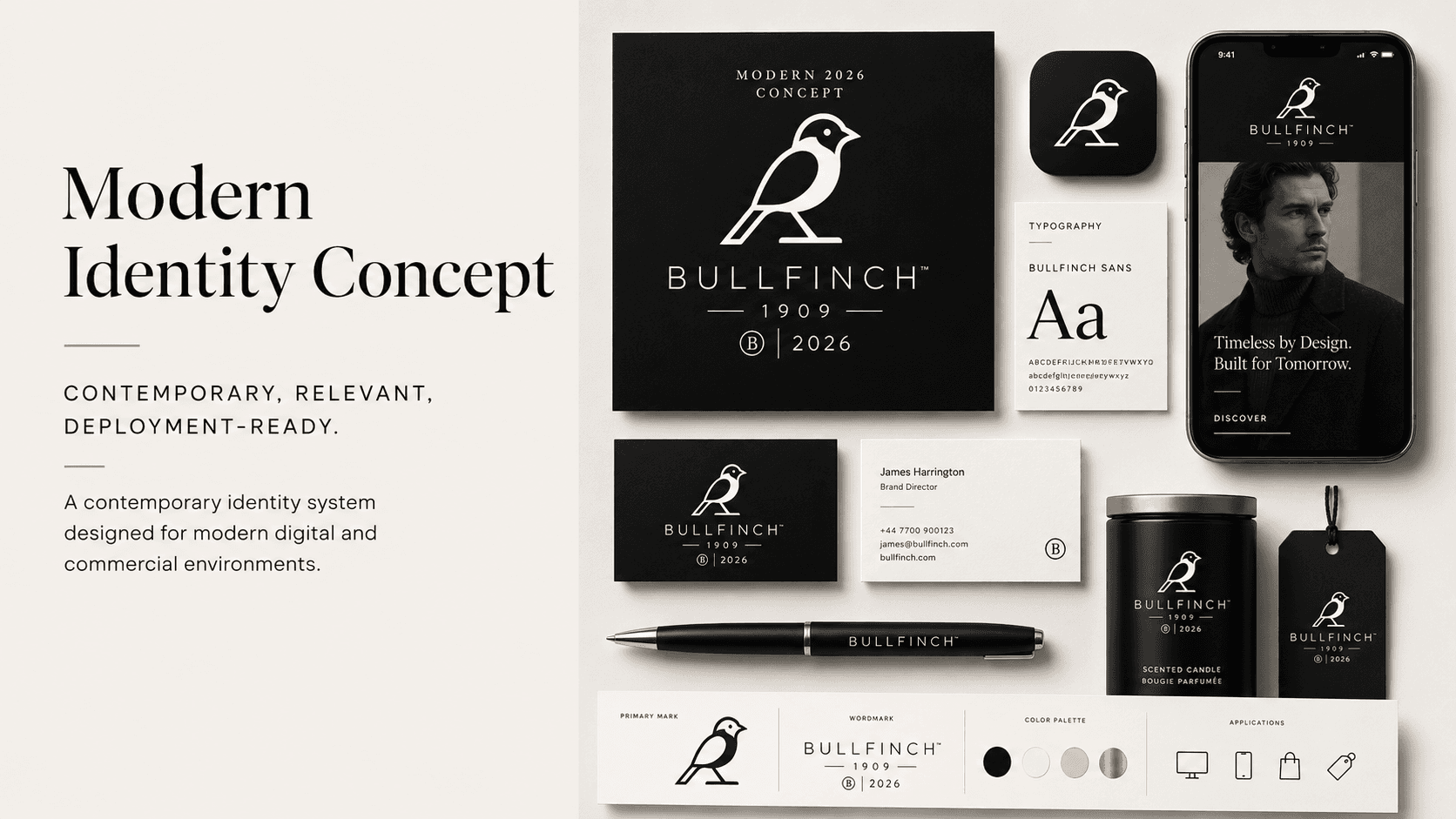 Black Bullfinch brand identity cover